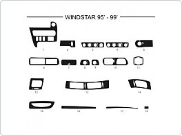 Dekor interiéru Ford Windstar, 1995-1999, AL hliník