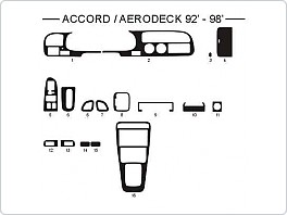 Dekor interiéru Honda Accord, 1993-1998, Al hliník