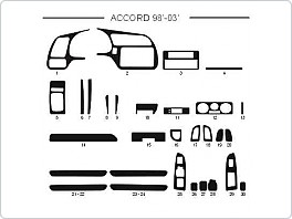 Dekor interiéru Honda Accord, 1998-2003, Al hliník