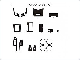 Dekor interiéru Honda Accord, 2003-2006, carbon standart