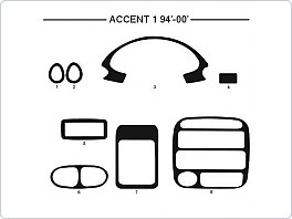 Dekor interiéru Hyundai Accent, 1994-2000, AL hliník