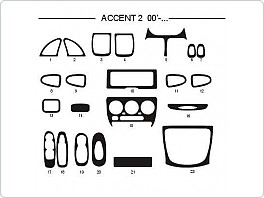 Dekor interiéru Hyundai Accent, 2000-, AL hliník