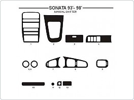 Dekor interiéru Hyundai Sonata, 1993-1998, manuální řazení, AL hliník