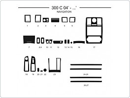 Dekor interiéru Chrysler 300C, 2004-, s navigací, černý