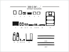 Dekor interiéru Chrysler 300C, 2004-, bez navigace, carbon standart