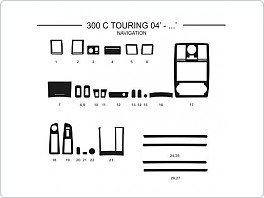 Dekor interiéru Chrysler 300C Touring, 2004-, s navigací, AL hliník