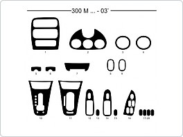 Dekor interiéru Chrysler 300M, do 2003, AL hliník