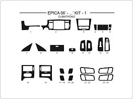 Dekor interiéru Chevrolet Epica 2006- climatronic, sada 1, , AL hliník