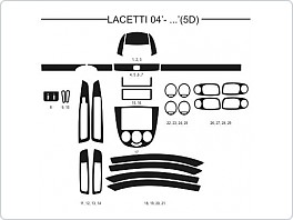 Dekor interiéru Chevrolet Lacetti 2004- 5dveřový, AL hliník