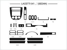 Dekor interiéru Chevrolet Lacetti 2004- 4dveřový, AL hliník