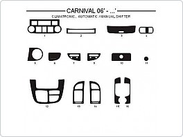 Dekor interiéru Kia Carnival, 2006-, climatronic, carbon standart