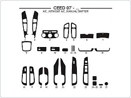 Dekor interiéru Kia Ceed, 2007-, s klimatizací, bez klimatizace, manuální řazení, AL hliník