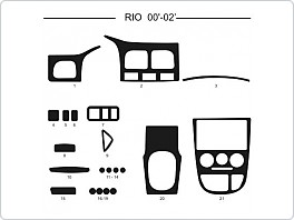 Dekor interiéru Kia Rio, 2000-2002, AL hliník