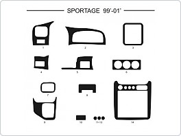 Dekor interiéru Kia Sportage, 1999-2001, AL hliník