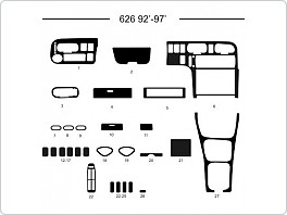 Dekor interiéru Mazda 626, 1992-1997, červený