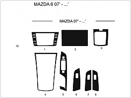 Dekor interiéru Mazda 6, 2007-, modrý