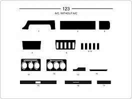 Dekor interiéru Mercedes 123, s i bez klimatizace, carbon standart