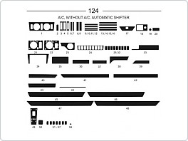 Dekor interiéru Mercedes 124, s i bez klimatizace, automatické řazení, Al hliník