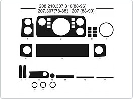 Dekor interiéru Mercedes 207, 1978-1988, carbon standart