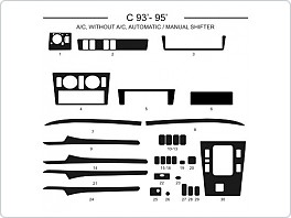 Dekor interiéru Mercedes classe C, 1993-1995, s i bez klimatizace, s manuálním i automatickým řazením, carbon plus