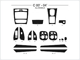 Dekor interiéru Mercedes classe C, 2000-2004, všechny modely, černý