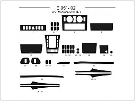 Dekor interiéru Mercedes classe E, 1995-2002, s klimatizací, manuální řazení, carbon standart