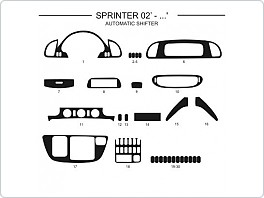 Dekor interiéru Mercedes Sprinter, 2000-2005, automatické řazení, Al hliník