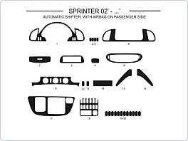 Dekor interiéru Mercedes Sprinter, 2000-2005, automatické řazení, s airbackem ON spolujezdce, carbon standart