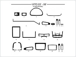 Dekor interiéru Mercedes Vito, 2003-2006, climatronic, Al hliník