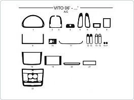 Dekor interiéru Mercedes Vito, 2006-, manuální klimatizace, Al hliník