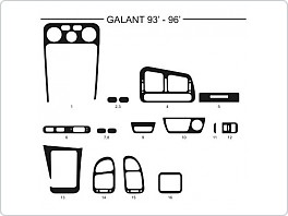 Dekor interiéru Mitsibishi Galant, 1993-1996, carbon standart