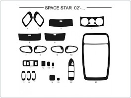 Dekor interiéru Mitsibishi Space Star, model 2002, Al hliník