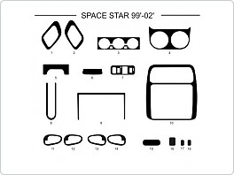 Dekor interiéru Mitsibishi Space Star, 1999-2002, Al hliník