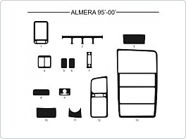 Dekor interiéru Nissan Almera, 1995-2000, AL hliník