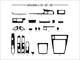 Dekor interiéru Nissan Maxima, model 1992-1995 J30, AL hliník