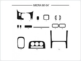 Dekor interiéru Nissan Micra, 1998-2004, AL hliník