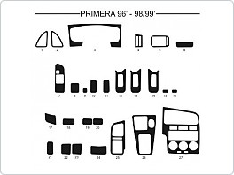 Dekor interiéru Nissan Primera, 1996-1999, AL hliník