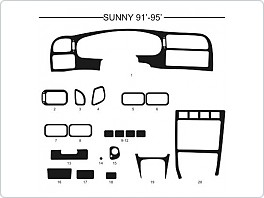 Dekor interiéru Nissan Sunny, 1991-1995, carbon standart