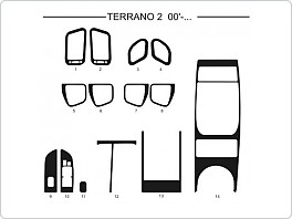 Dekor interiéru Nissan Terrano 2, model 2000-, AL hliník