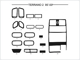 Dekor interiéru Nissan Terrano 2, model 1995-2000, AL hliník