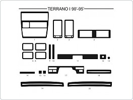 Dekor interiéru Nissan Terrano 1, model 1990-1995, AL hliník