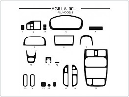 Dekor interiéru Opel Agila 2000-2007, Al hliník