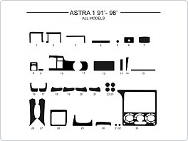 Dekor interiéru Opel Astra F 1990-1997, Al hliník