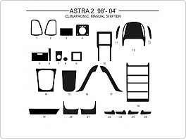 Dekor interiéru Opel Astra G 1998-2004, climatronic, manuální řazení, Al hliník