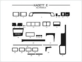 Dekor interiéru Opel Kadett E 1985-1990, kromě GSI, Al hliník