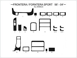 Dekor interiéru Opel Frontera 1998-2004, Al hliník