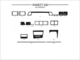 Dekor interiéru Opel Kadett E 1986-1990, pouze GSI, Al hliník