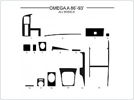 Dekor interiéru Opel Omega A 1986-1993, carbon standart