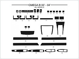 Dekor interiéru Opel Omega B 2000-2004, modrý