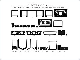 Dekor interiéru Opel Vectra C 2003-2006, climatronic, manuální řazení, radio-CDR 2005 VDO CCR 2006, carbon standart